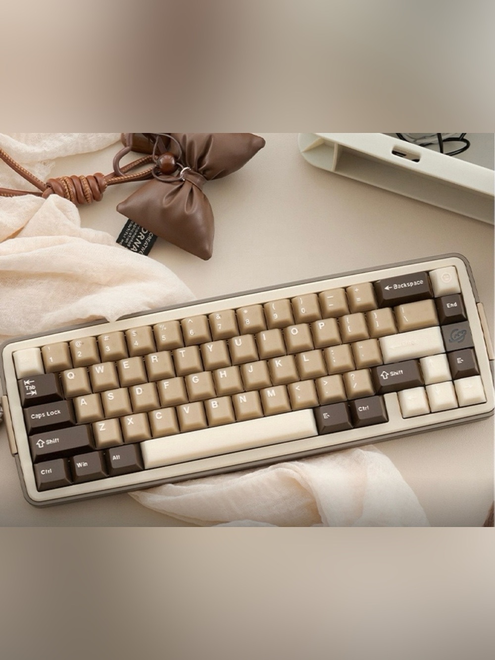 Premium Beige & Brown Summer Coffee Keycaps - keycaps only!